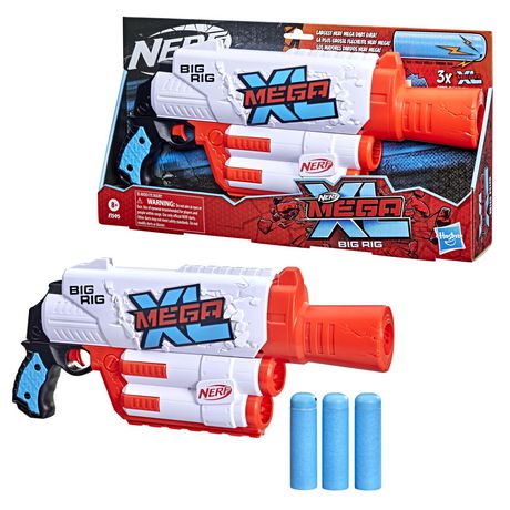 Nerf Mega XL Big Rig Blaster - Fires Largest Nerf Darts Ever, 3 XL Darts + Storage