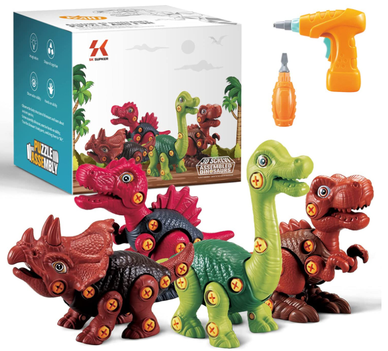 SK SUPKER Dinosaur Electric Drill 3D Assembly Construction Learning Toy Kit