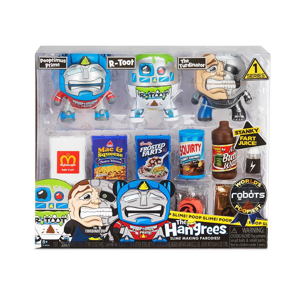 Hangrees Series 1 – World’s Poopiest Robots | Pooptimus Prime, R-Toot & The Turdinator